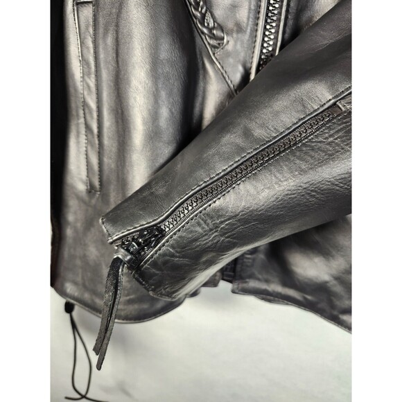 INTERSTATE LEATHER Womens LARGE Lined Biker Motorcycle Jacket Heavy Moto - Picture 5 of 15